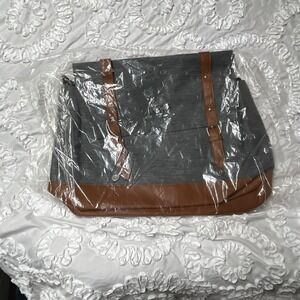 Prestige 20x13 Grey Messenger Bag Faux‎ Leather Adjustable Strap Handles READ